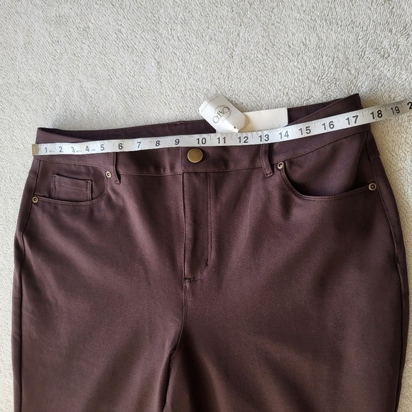 Cato Mid-Rise Skinny Brown Pants With Stretch Women Size 16 NWT - Picture 5 of 7